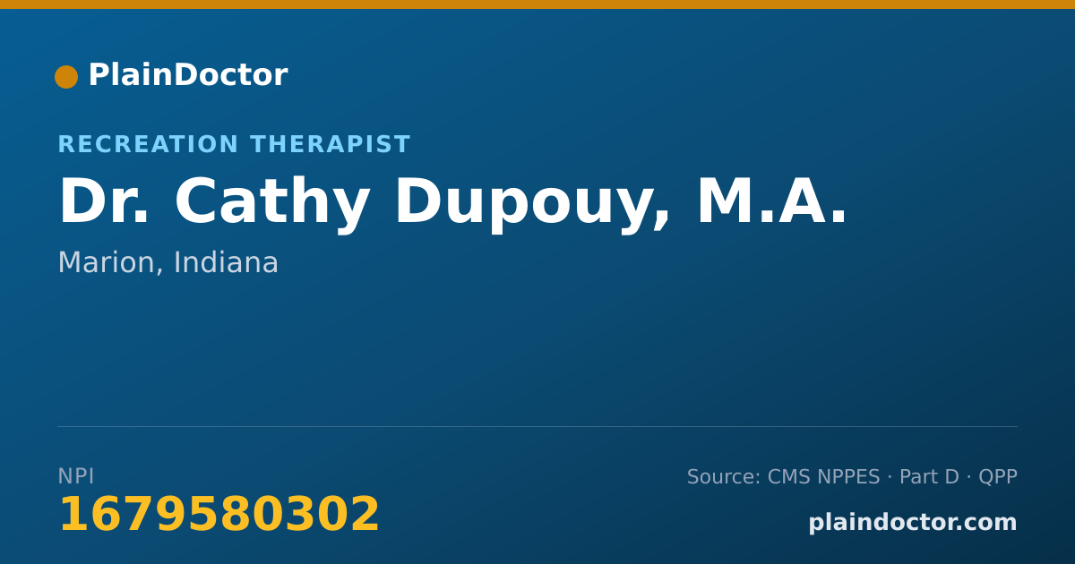 Shareable card for Cathy Dupouy, M.A. - Recreation Therapist, Marion, IN