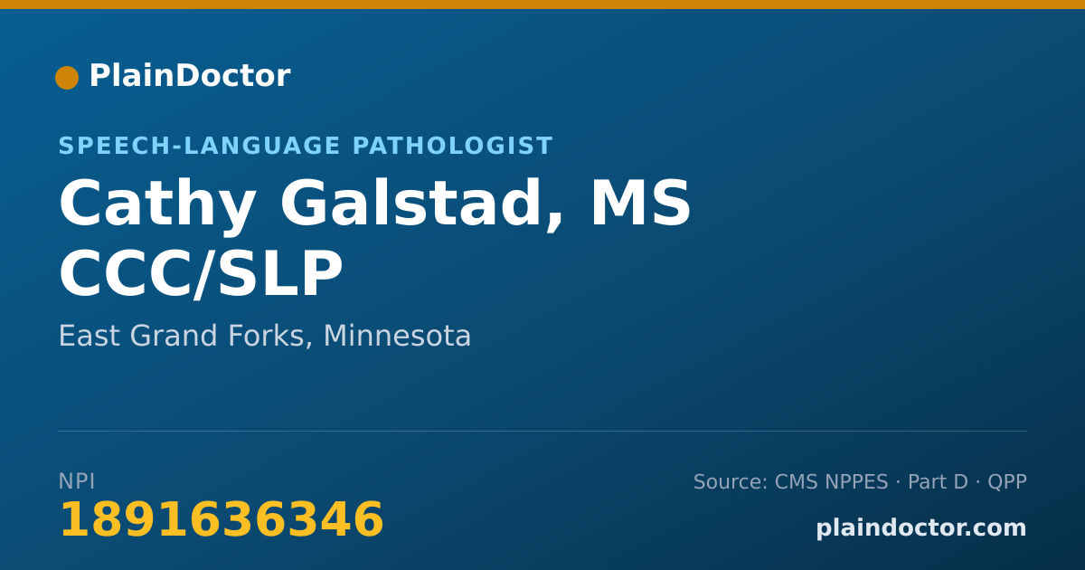 Shareable card for Cathy Galstad, MS CCC/SLP - Speech-Language Pathologist, East Grand Forks, MN