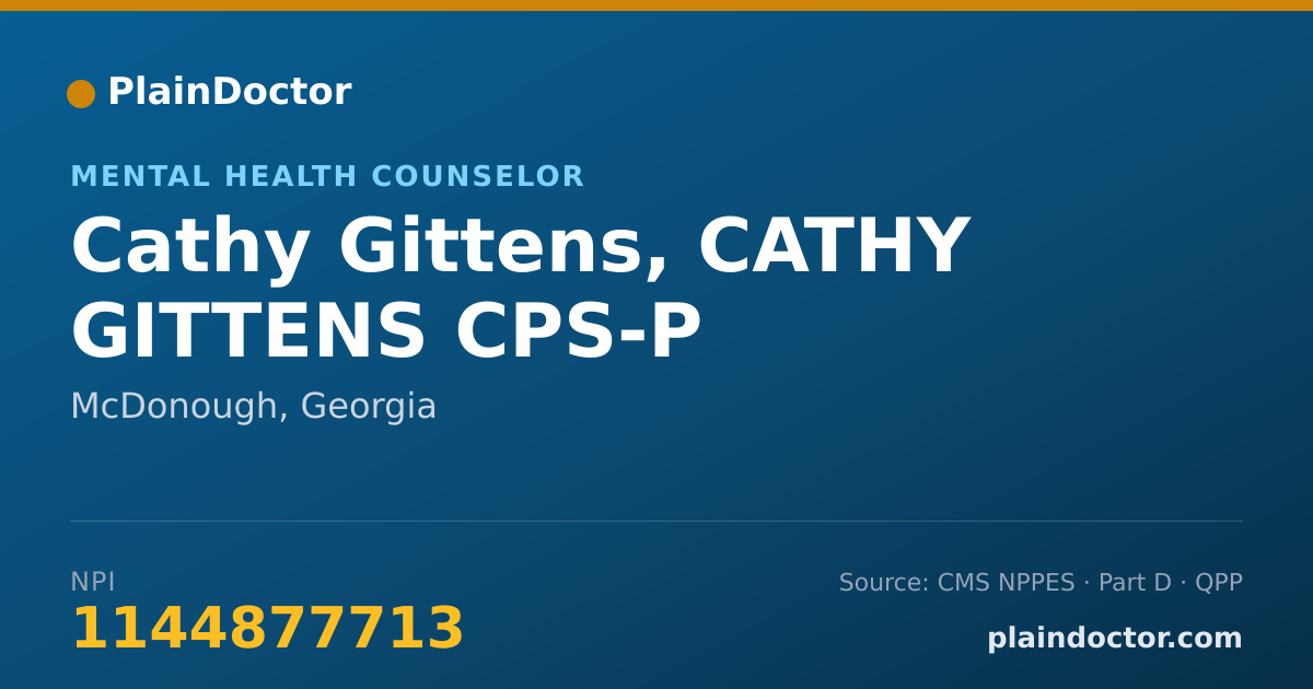 Shareable card for Cathy Gittens, CATHY GITTENS CPS-P - Mental Health Counselor, McDonough, GA