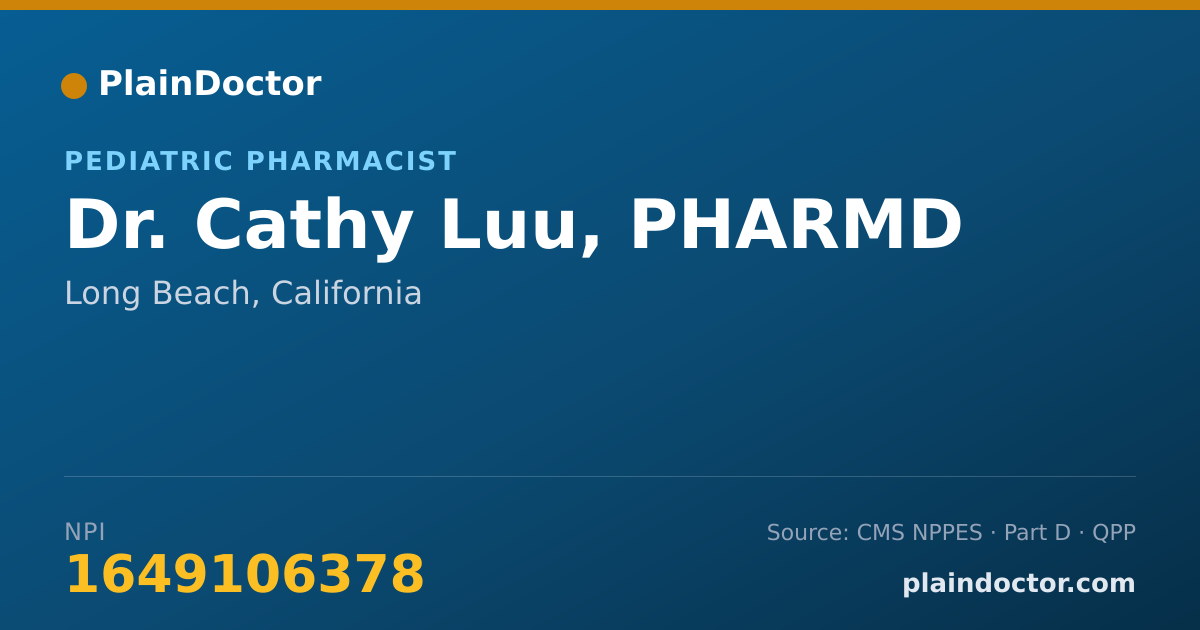 Shareable card for Cathy Luu, PHARMD - Pediatric Pharmacist, Long Beach, CA