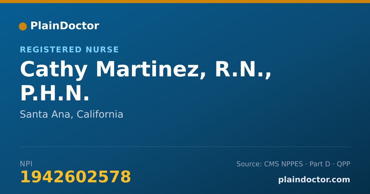 Shareable card for Cathy Martinez, R.N., P.H.N. - Registered Nurse, Santa Ana, CA
