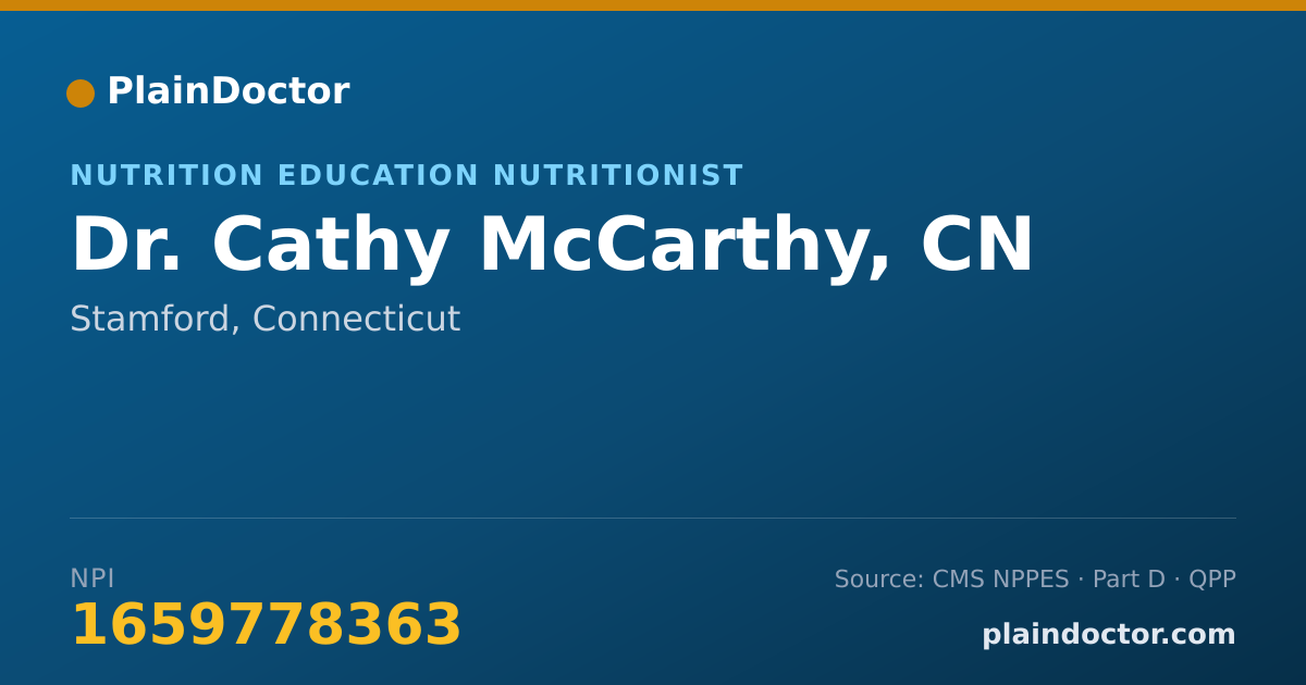 Shareable card for Cathy McCarthy, CN - Nutrition Education Nutritionist, Stamford, CT