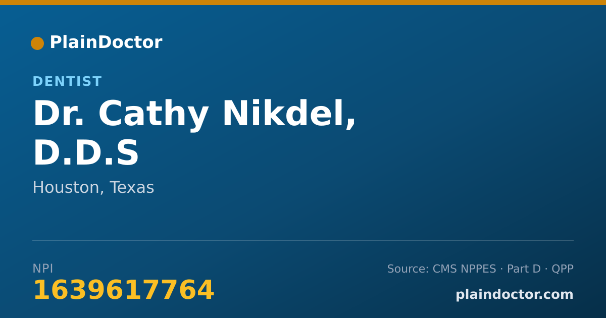 Shareable card for Cathy Nikdel, D.D.S - Dentist, Houston, TX