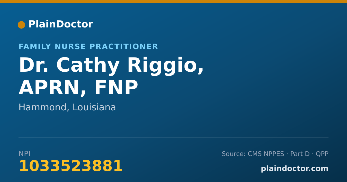 Shareable card for Cathy Riggio, APRN, FNP - Family Nurse Practitioner, Hammond, LA