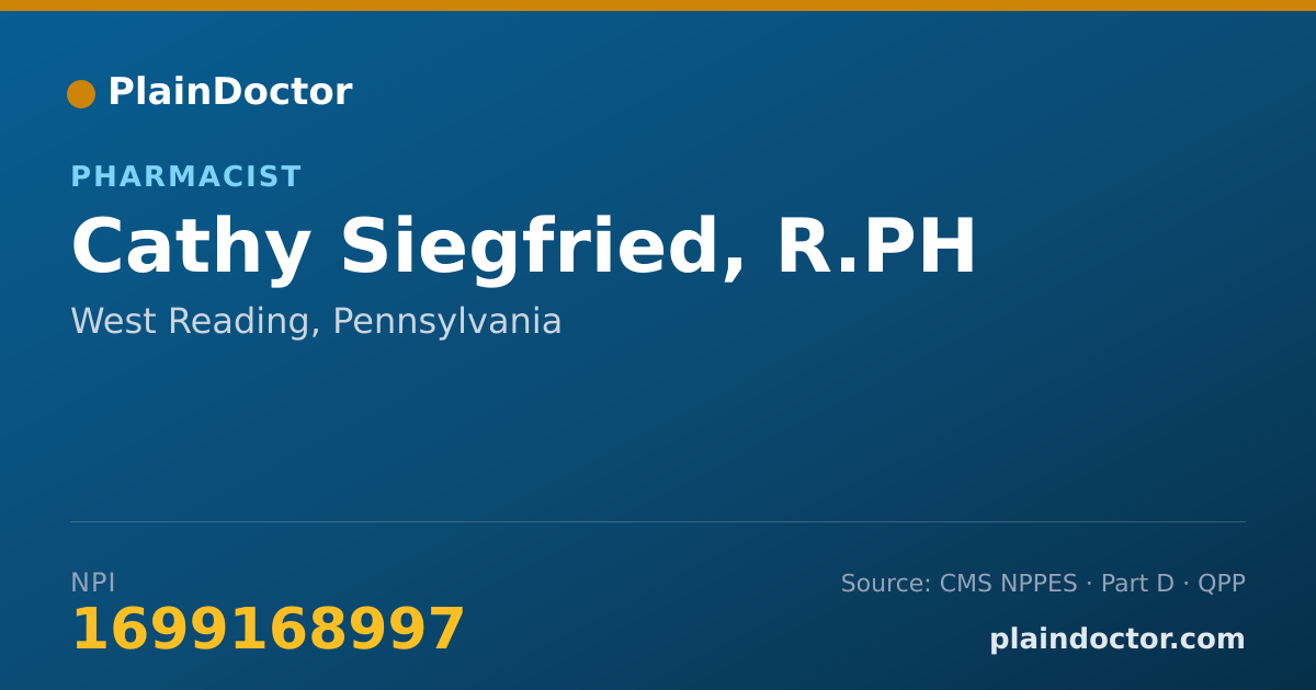 Shareable card for Cathy Siegfried, R.PH - Pharmacist, West Reading, PA