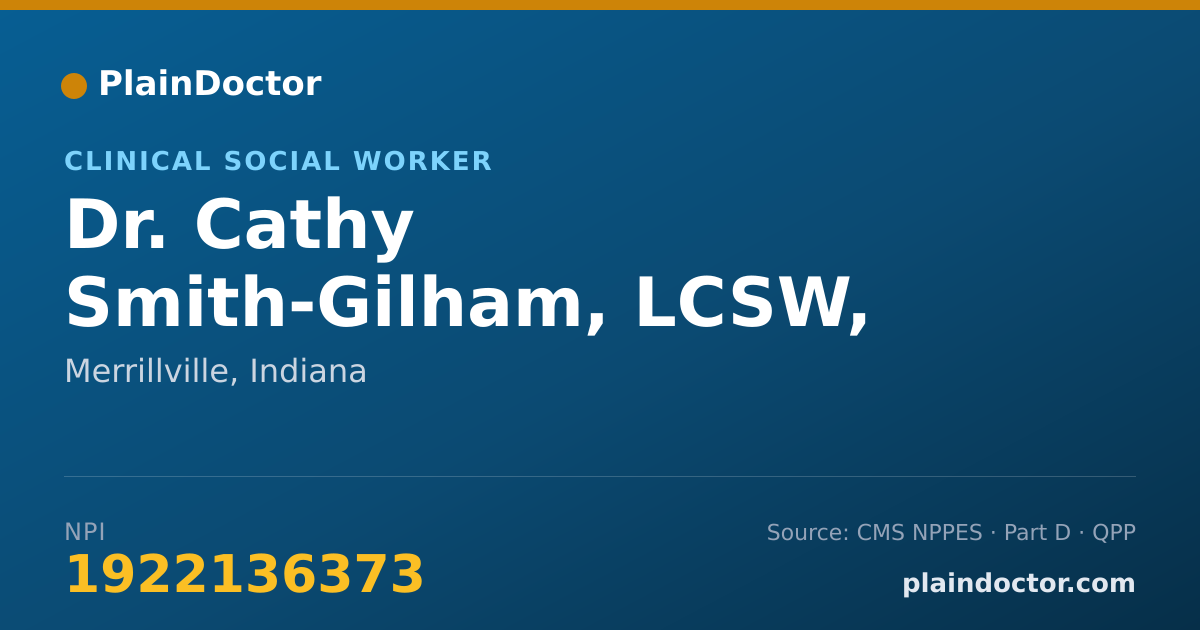 Shareable card for Cathy Smith-Gilham, LCSW, CADC - Clinical Social Worker, Merrillville, IN