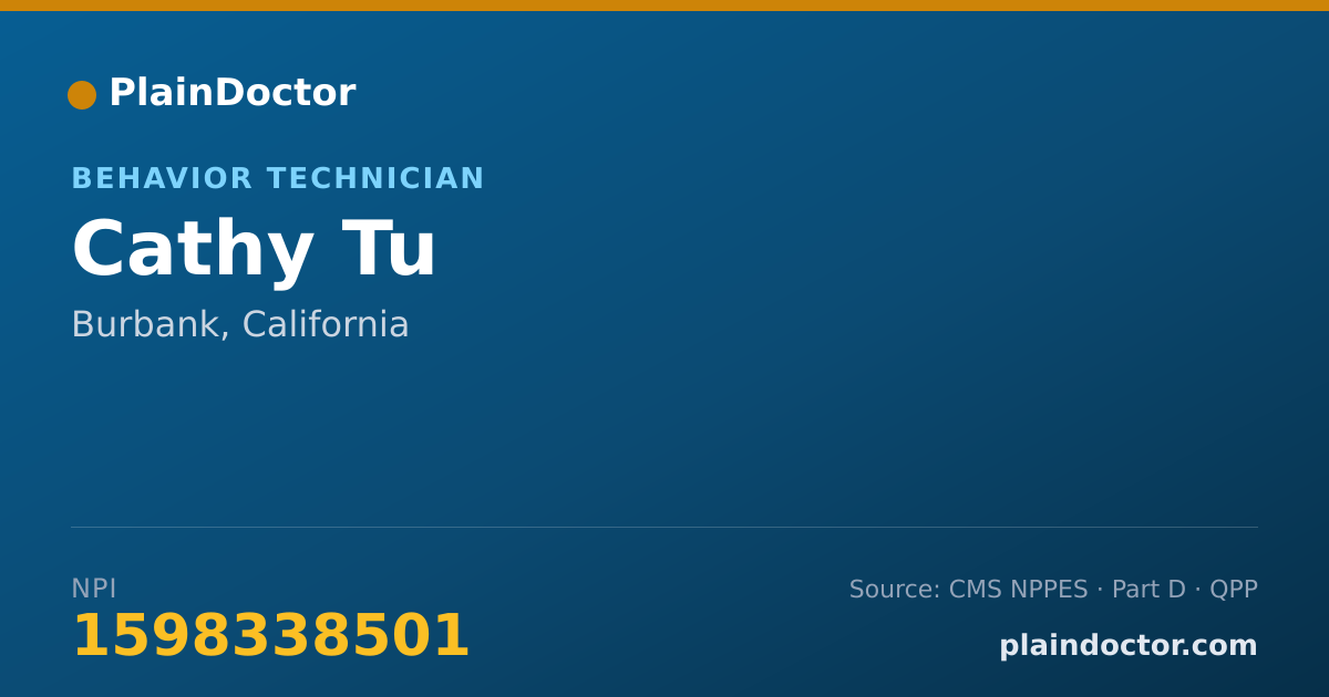 Shareable card for Cathy Tu - Behavior Technician, Burbank, CA