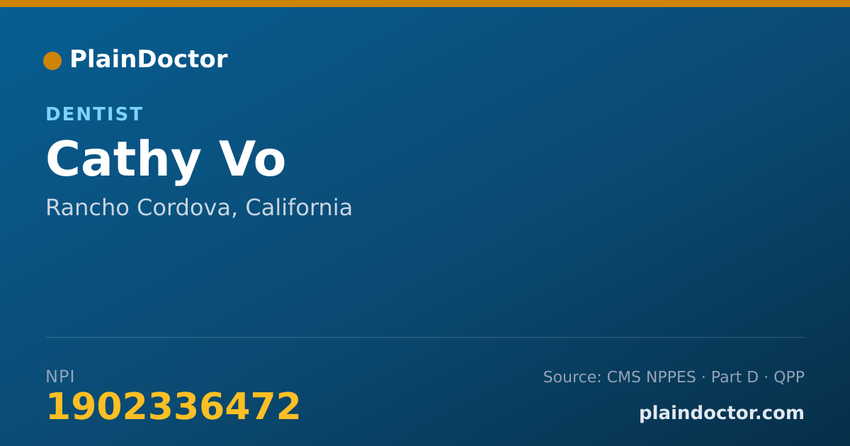 Shareable card for Cathy Vo - Dentist, Rancho Cordova, CA