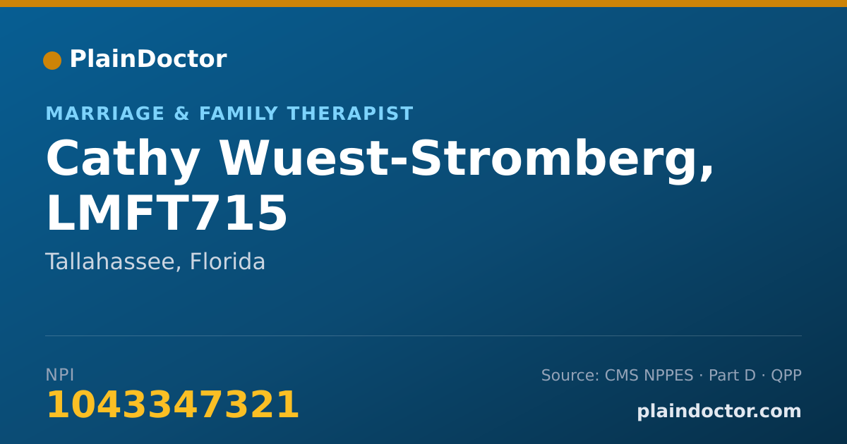 Shareable card for Cathy Wuest-Stromberg, LMFT715 - Marriage & Family Therapist, Tallahassee, FL
