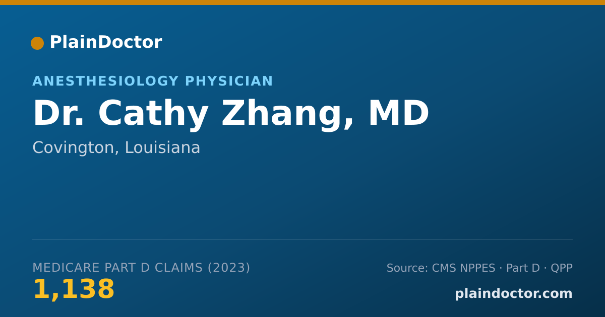 Shareable card for Cathy Zhang, MD - Anesthesiology Physician, Covington, LA