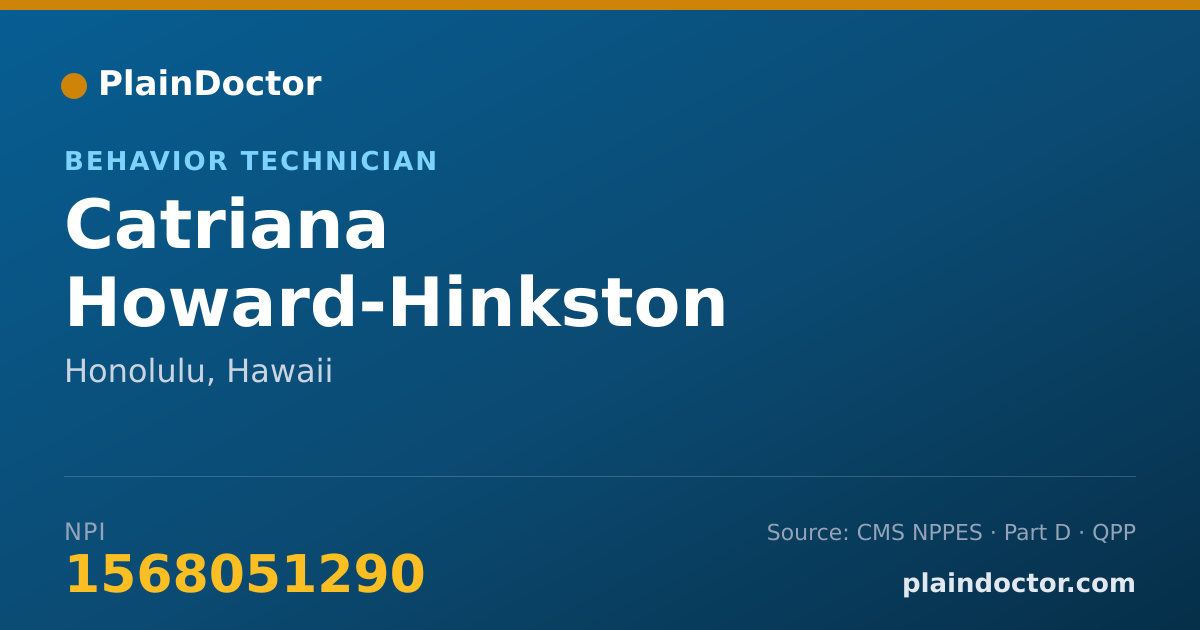 Shareable card for Catriana Howard-Hinkston - Behavior Technician, Honolulu, HI