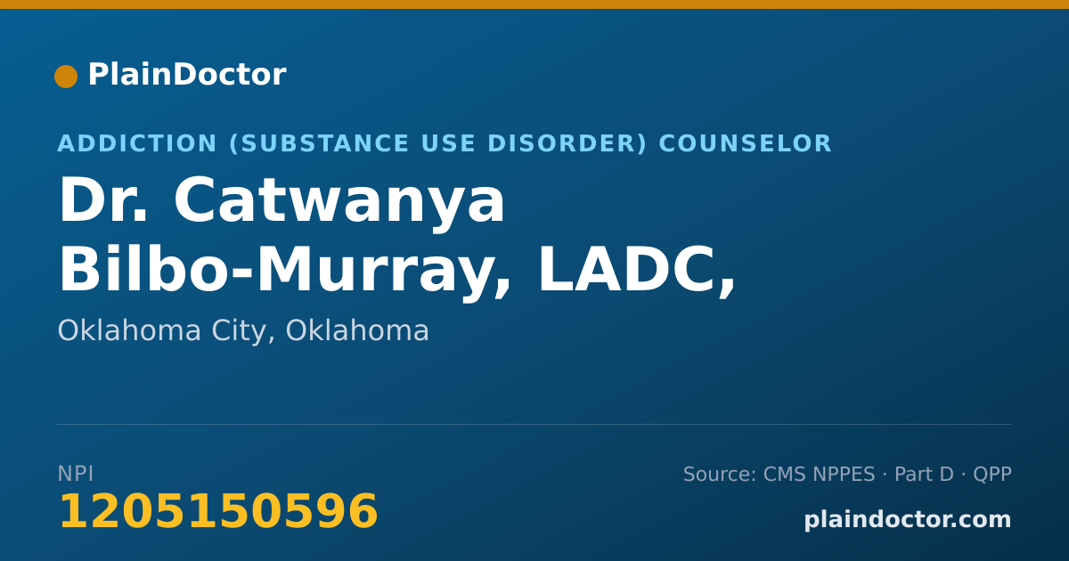 Shareable card for Catwanya Bilbo-Murray, LADC, M.A. - Addiction (Substance Use Disorder) Counselor, Oklahoma City, OK