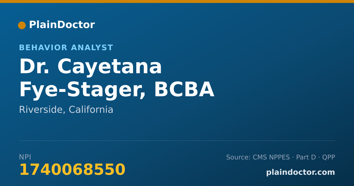 Shareable card for Cayetana Fye-Stager, BCBA - Behavior Analyst, Riverside, CA
