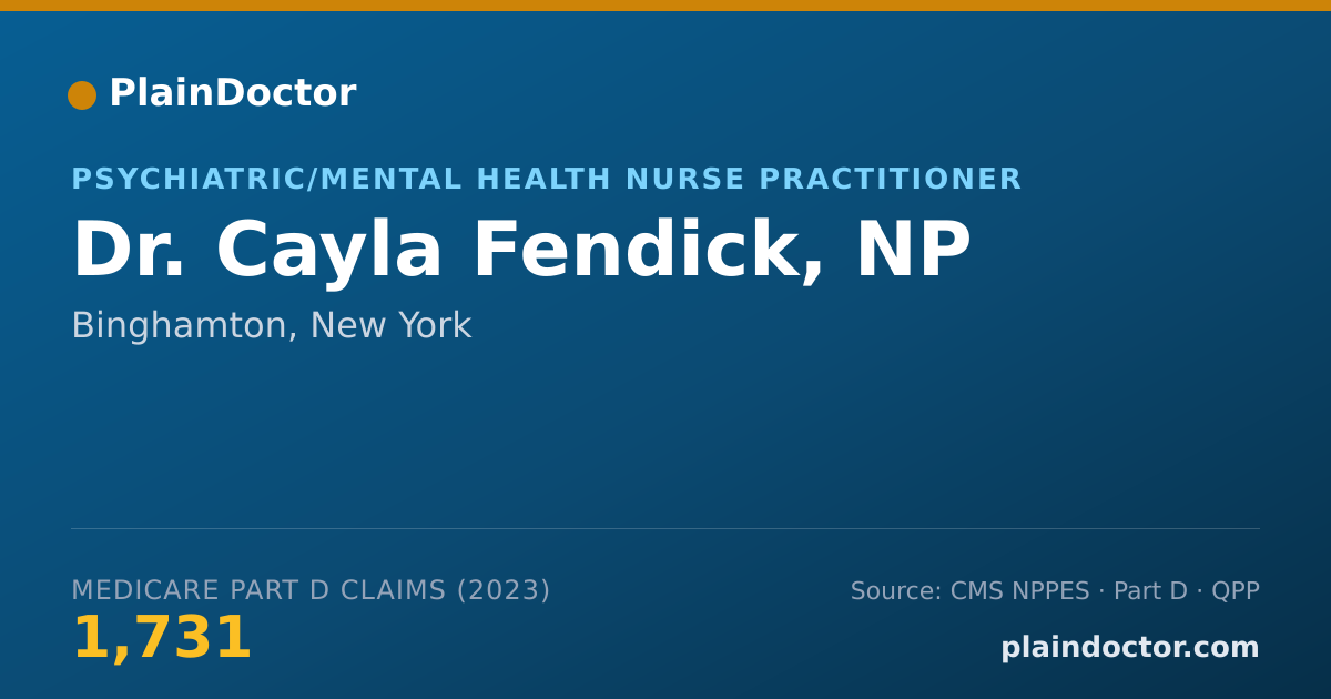 Shareable card for Cayla Fendick, NP - Psychiatric/Mental Health Nurse Practitioner, Binghamton, NY