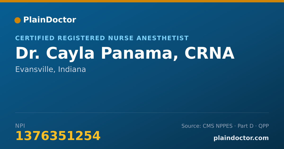 Shareable card for Cayla Panama, CRNA - Certified Registered Nurse Anesthetist, Evansville, IN