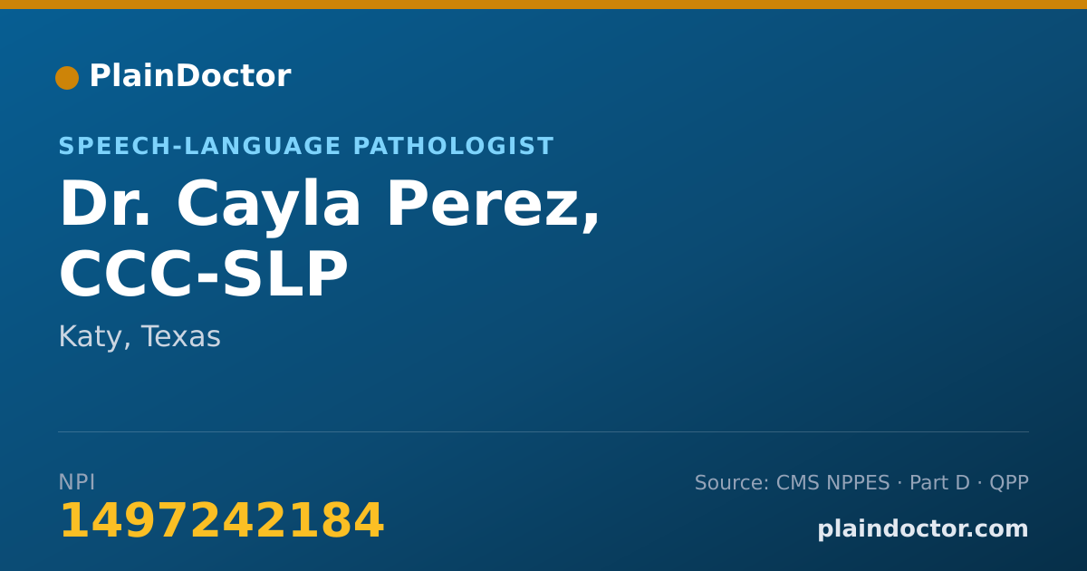 Shareable card for Cayla Perez, CCC-SLP - Speech-Language Pathologist, Katy, TX