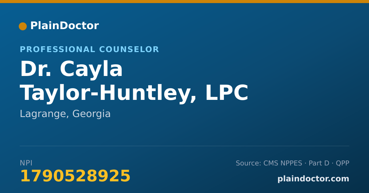 Shareable card for Cayla Taylor-Huntley, LPC - Professional Counselor, Lagrange, GA