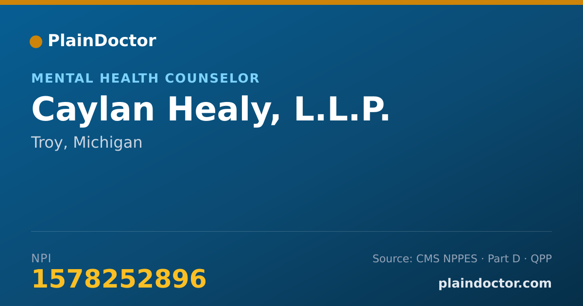 Shareable card for Caylan Healy, L.L.P. - Mental Health Counselor, Troy, MI