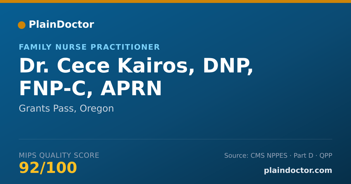 Shareable card for Cece Kairos, DNP, FNP-C, APRN - Family Nurse Practitioner, Grants Pass, OR