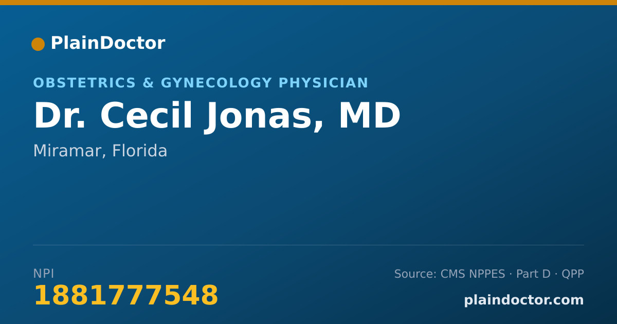 Shareable card for Cecil Jonas, MD - Obstetrics & Gynecology Physician, Miramar, FL