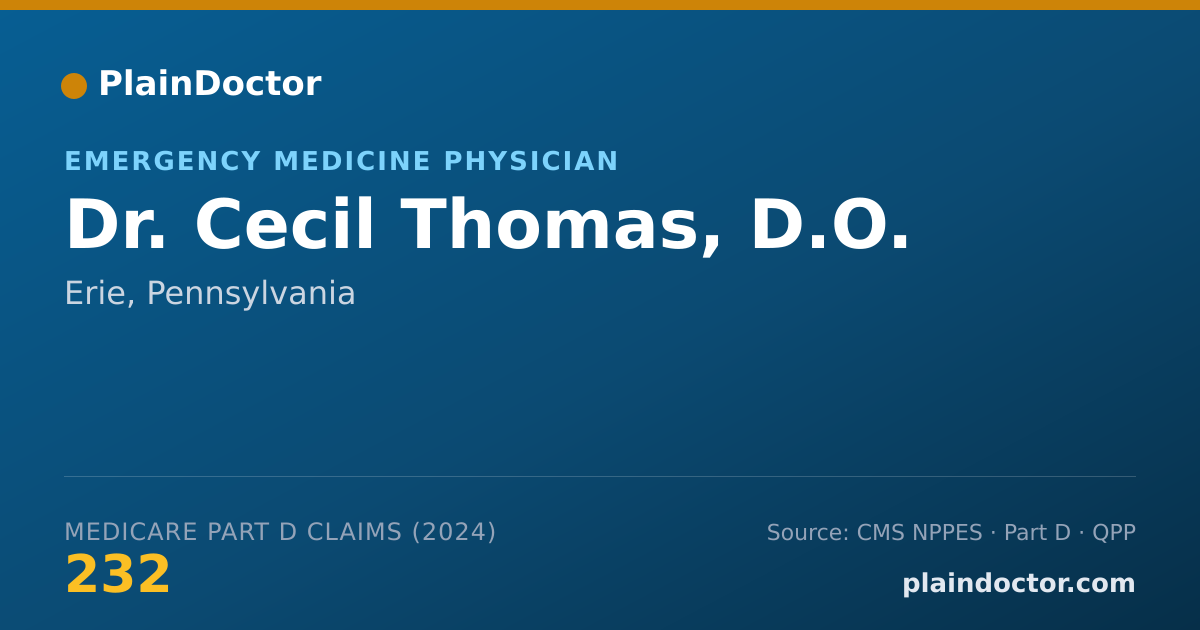 Shareable card for Cecil Thomas, D.O. - Emergency Medicine Physician, Erie, PA