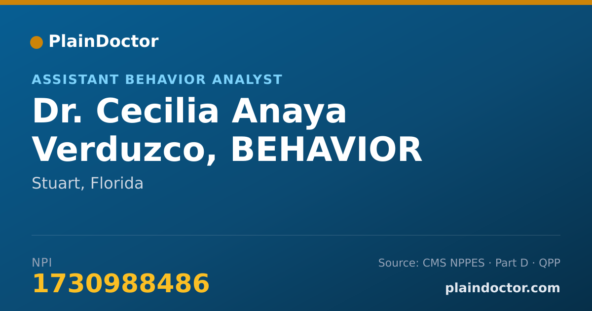 Shareable card for Cecilia Anaya Verduzco, BEHAVIOR HEALTH - Assistant Behavior Analyst, Stuart, FL