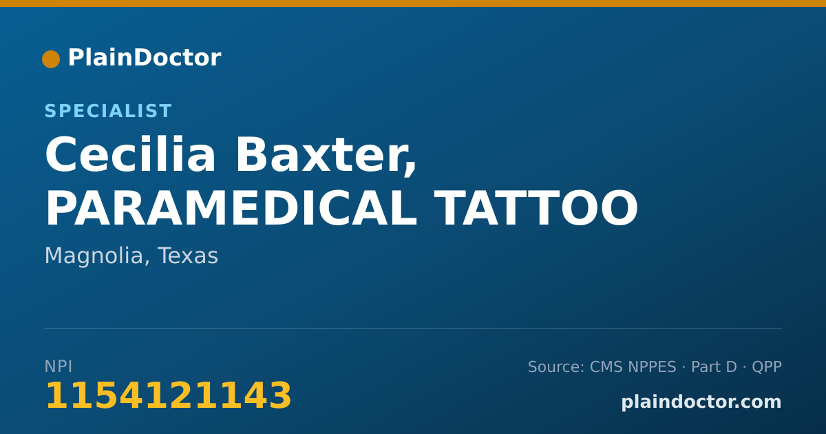 Shareable card for Cecilia Baxter, PARAMEDICAL TATTOO - Specialist, Magnolia, TX