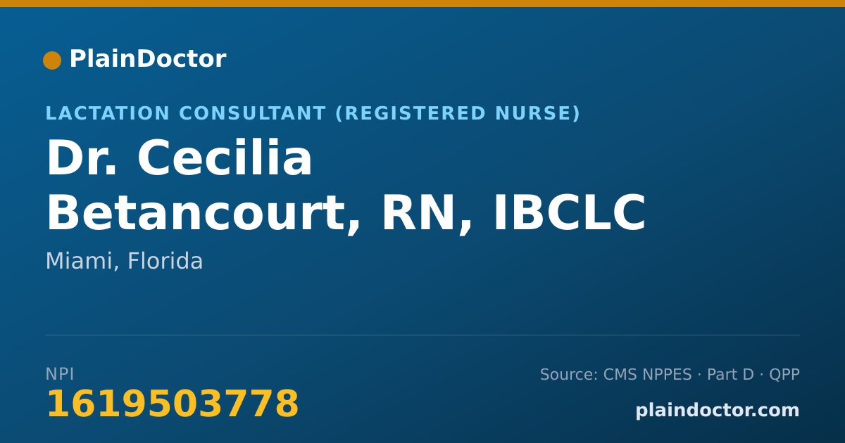 Shareable card for Cecilia Betancourt, RN, IBCLC - Lactation Consultant (Registered Nurse), Miami, FL