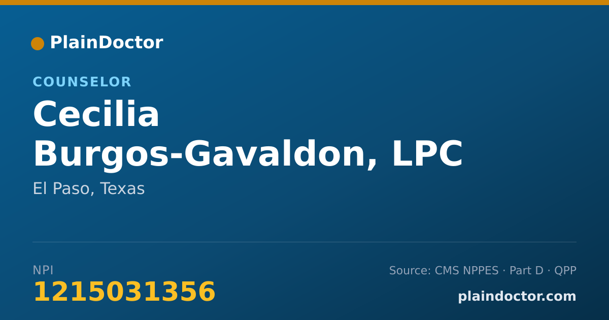 Shareable card for Cecilia Burgos-Gavaldon, LPC - Counselor, El Paso, TX