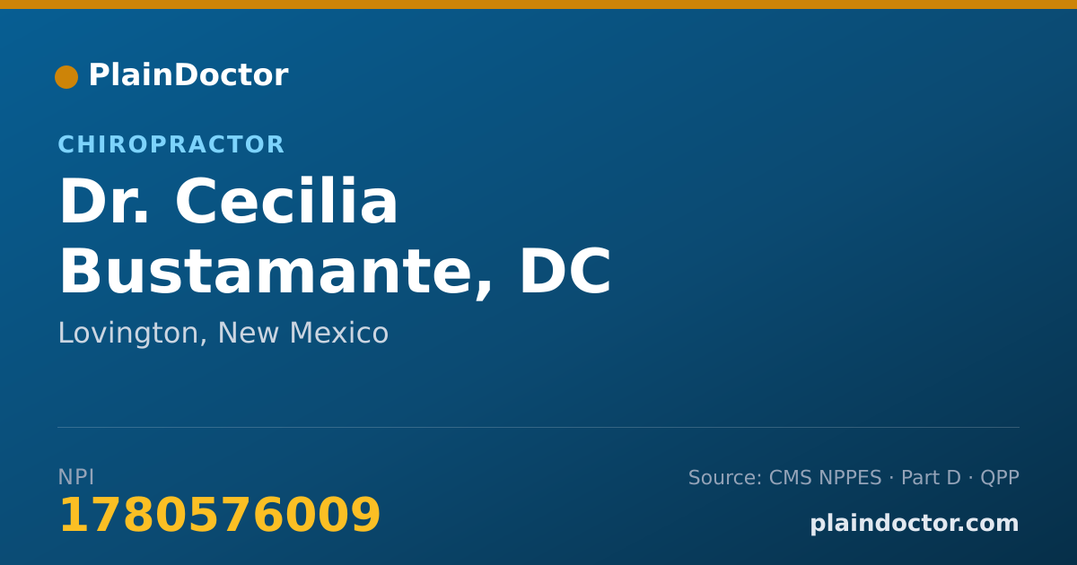 Shareable card for Cecilia Bustamante, DC - Chiropractor, Lovington, NM