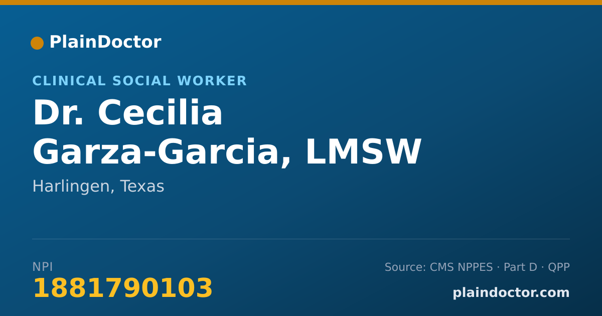 Shareable card for Cecilia Garza-Garcia, LMSW - Clinical Social Worker, Harlingen, TX