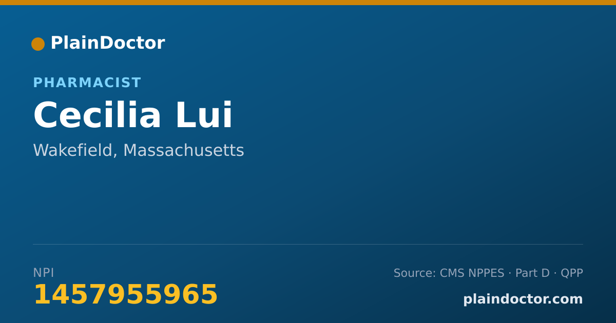 Shareable card for Cecilia Lui - Pharmacist, Wakefield, MA