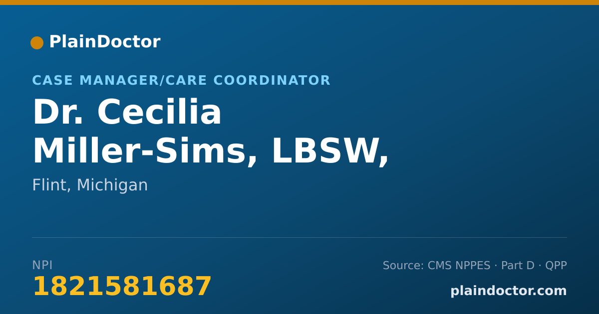 Shareable card for Cecilia Miller-Sims, LBSW, CMHP, QMHP - Case Manager/Care Coordinator, Flint, MI