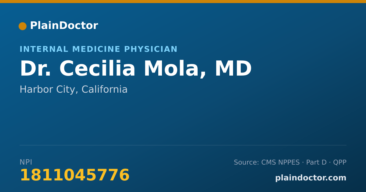 Shareable card for Cecilia Mola, MD - Internal Medicine Physician, Harbor City, CA