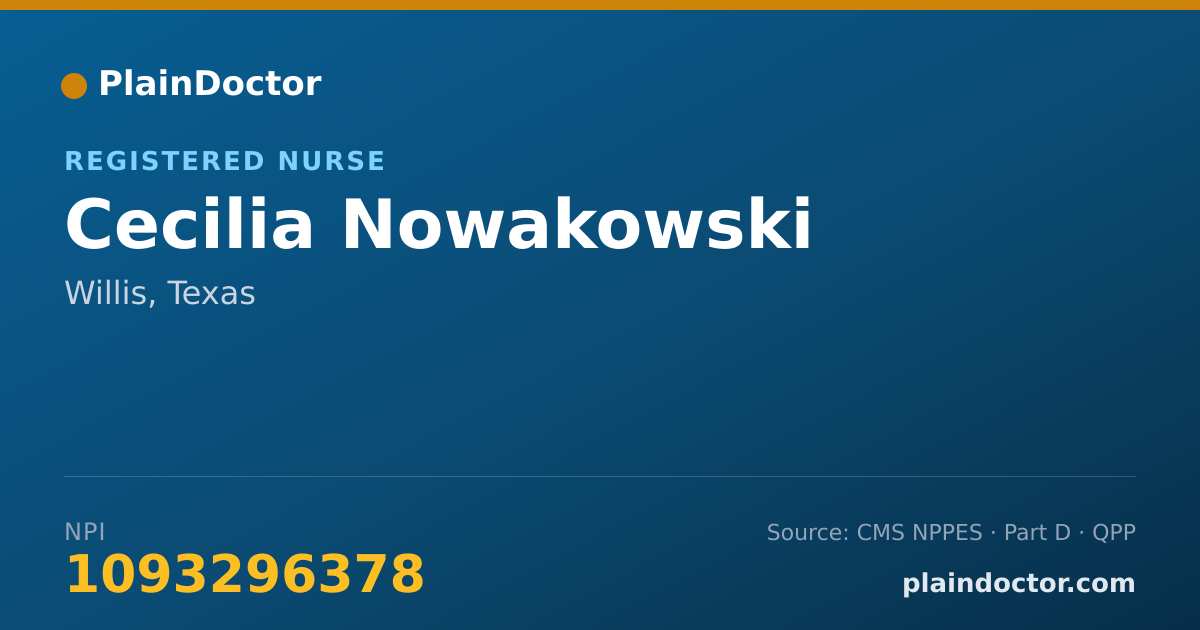 Shareable card for Cecilia Nowakowski - Registered Nurse, Willis, TX