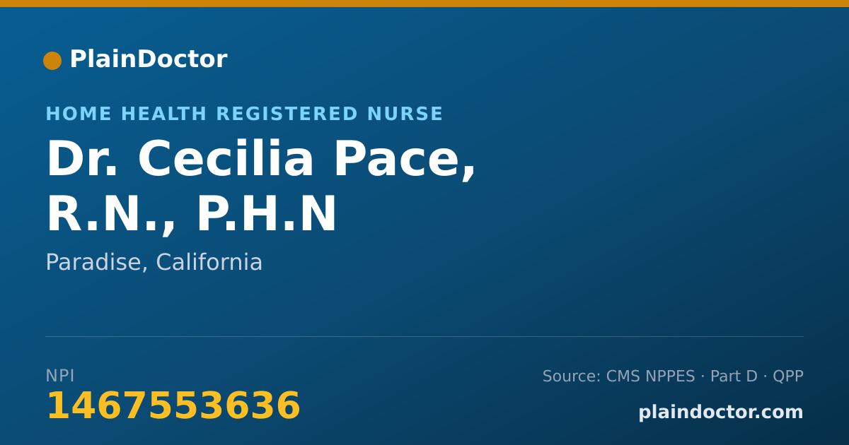 Shareable card for Cecilia Pace, R.N., P.H.N - Home Health Registered Nurse, Paradise, CA