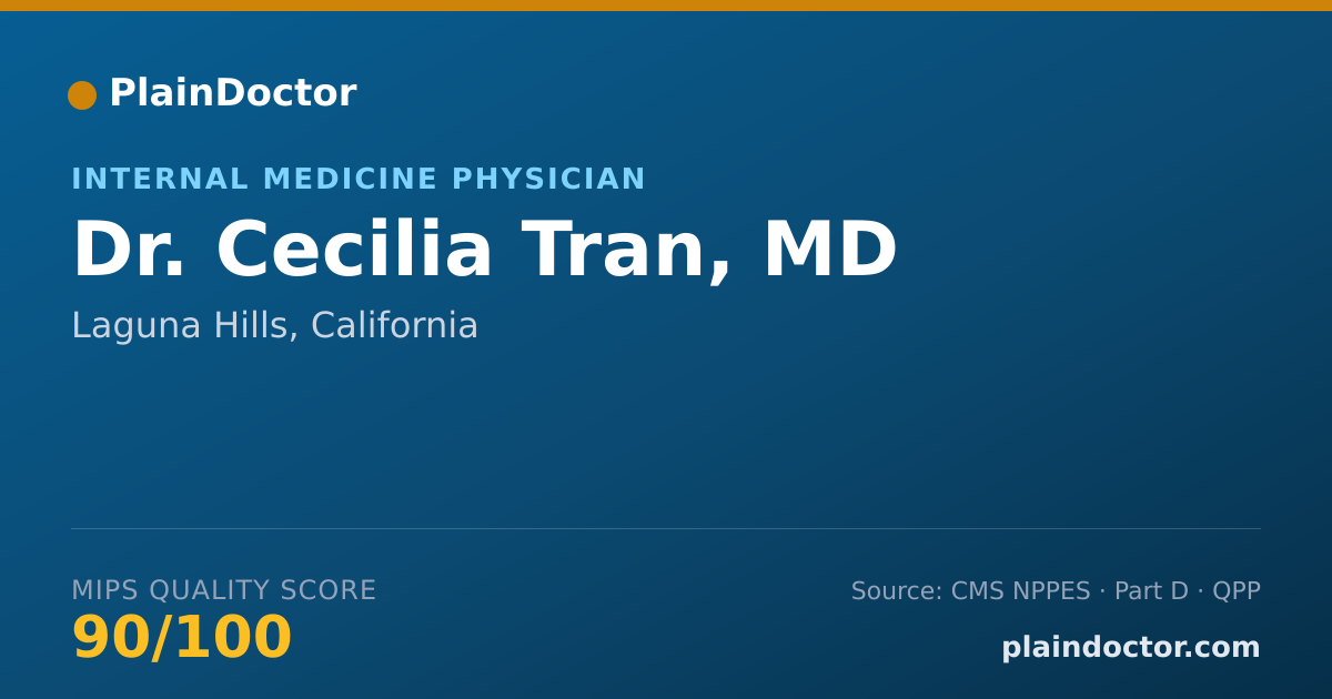 Shareable card for Cecilia Tran, MD - Internal Medicine Physician, Laguna Hills, CA