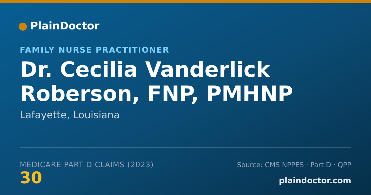 Shareable card for Cecilia Vanderlick Roberson, FNP, PMHNP - Family Nurse Practitioner, Lafayette, LA