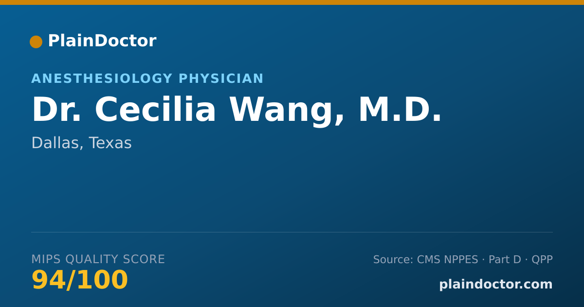 Shareable card for Cecilia Wang, M.D. - Anesthesiology Physician, Dallas, TX