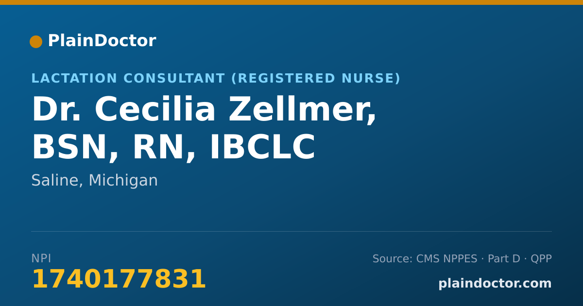 Shareable card for Cecilia Zellmer, BSN, RN, IBCLC - Lactation Consultant (Registered Nurse), Saline, MI