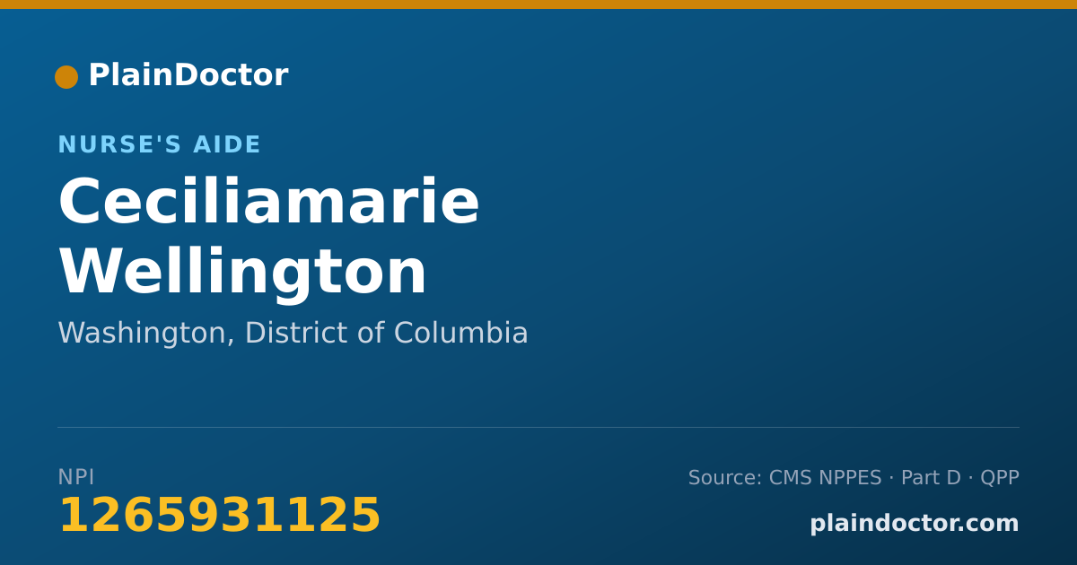 Shareable card for Ceciliamarie Wellington - Nurse's Aide, Washington, DC