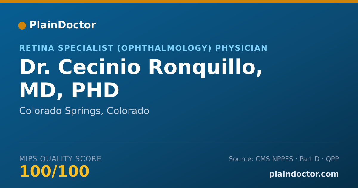 Shareable card for Cecinio Ronquillo, MD, PHD - Retina Specialist (Ophthalmology) Physician, Colorado Springs, CO