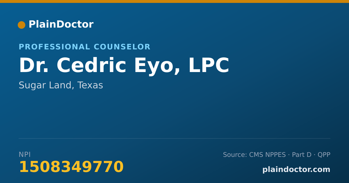 Shareable card for Cedric Eyo, LPC - Professional Counselor, Sugar Land, TX