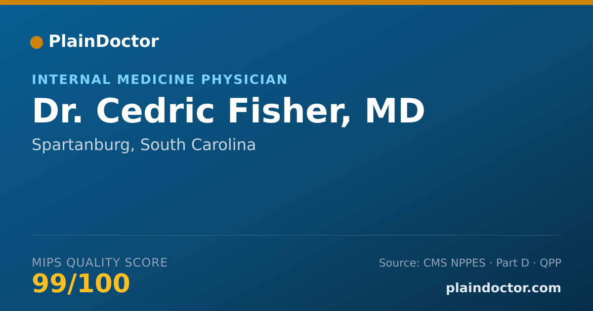 Shareable card for Cedric Fisher, MD - Internal Medicine Physician, Spartanburg, SC