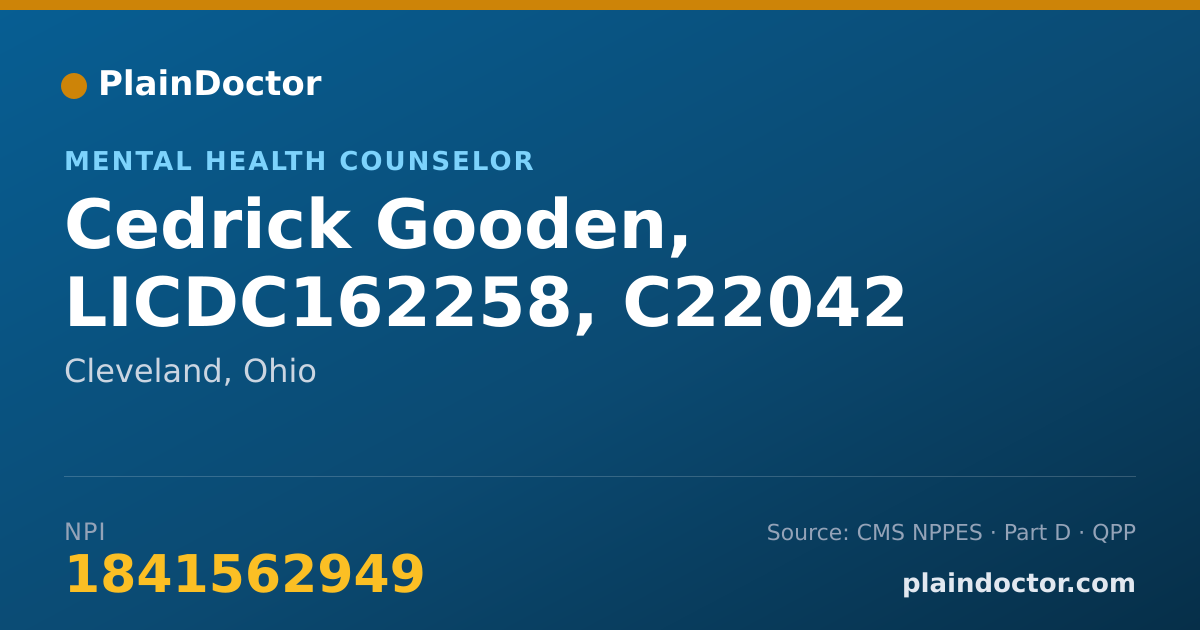 Shareable card for Cedrick Gooden, LICDC162258, C22042 - Mental Health Counselor, Cleveland, OH