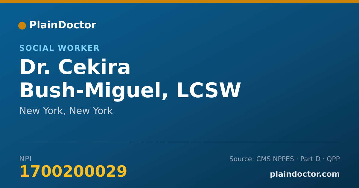Shareable card for Cekira Bush-Miguel, LCSW - Social Worker, New York, NY