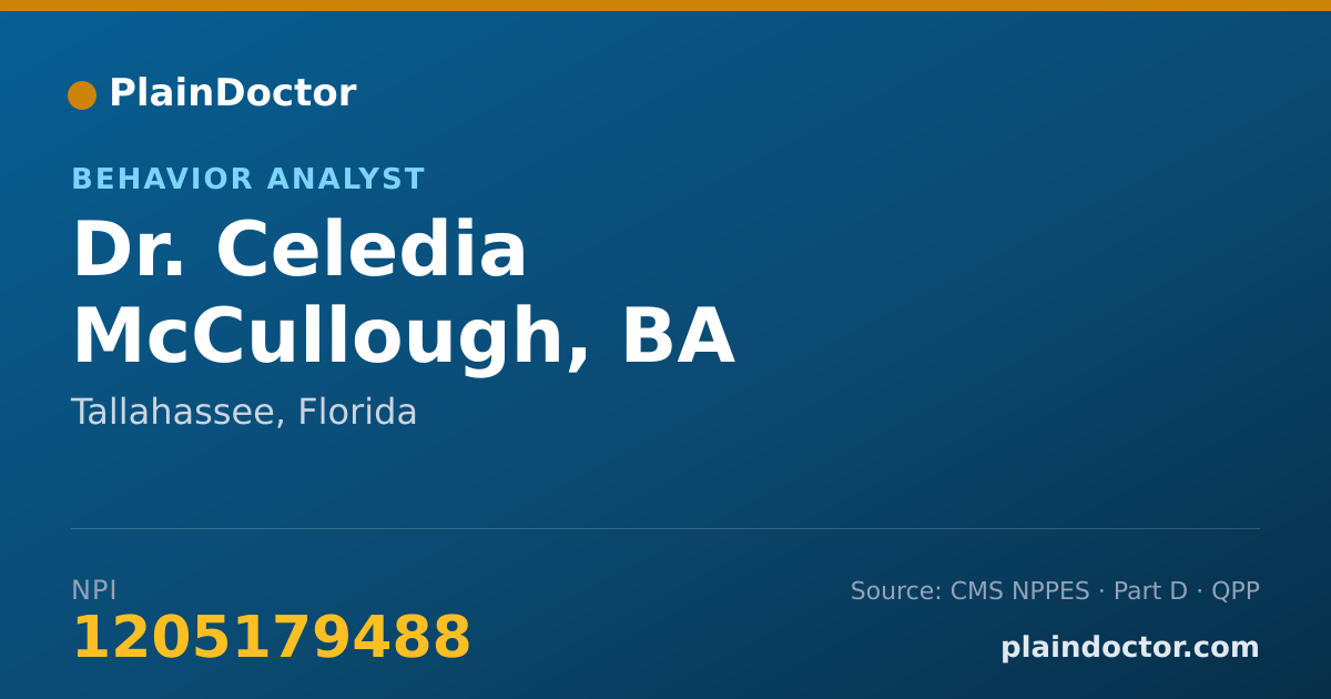Shareable card for Celedia McCullough, BA - Behavior Analyst, Tallahassee, FL