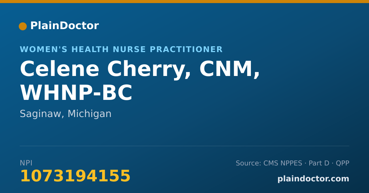 Shareable card for Celene Cherry, CNM, WHNP-BC - Women's Health Nurse Practitioner, Saginaw, MI