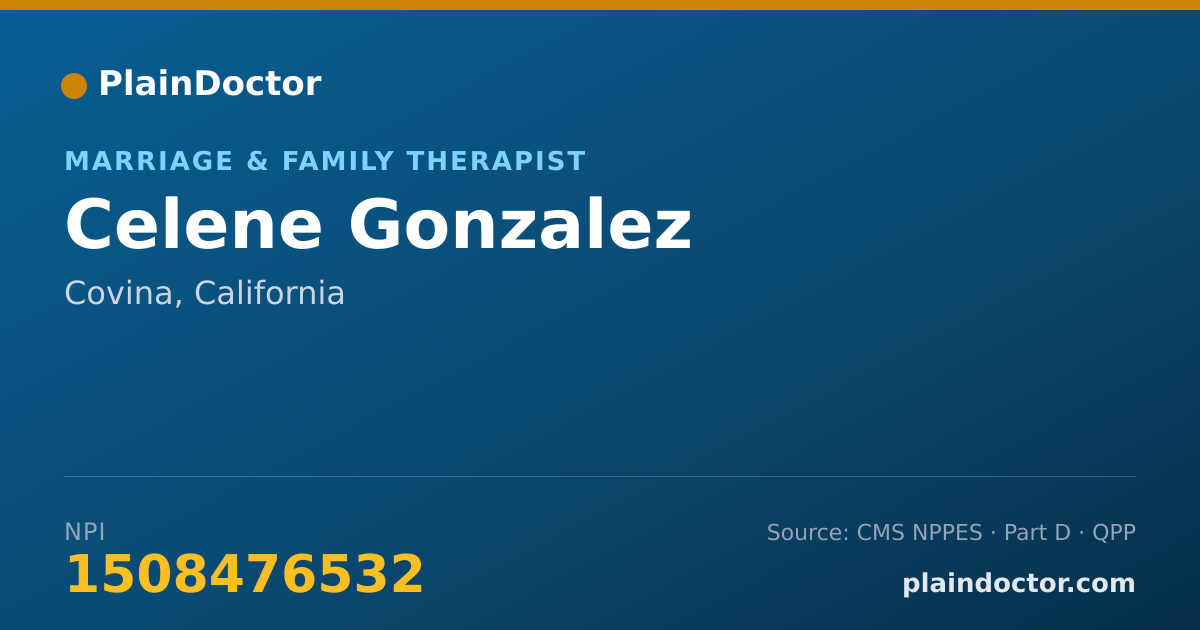 Shareable card for Celene Gonzalez - Marriage & Family Therapist, Covina, CA