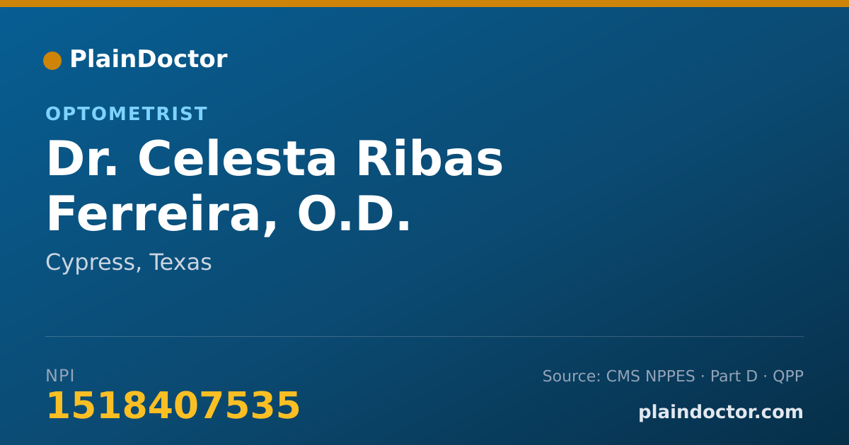 Shareable card for Celesta Ribas Ferreira, O.D. - Optometrist, Cypress, TX